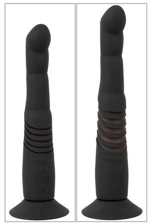 Черный вибратор с поступательными движениями G and P-Spot Thrusting Vibrator - 23 см.
